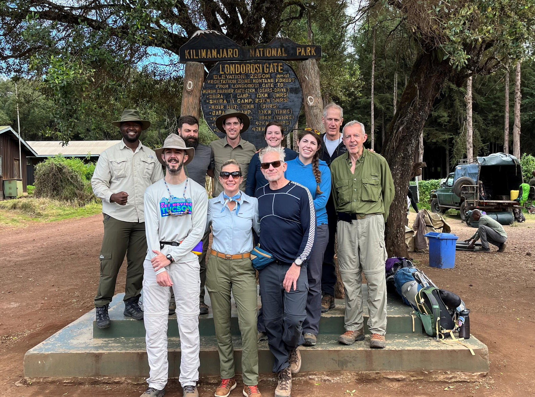 Nine hikers began the Grand Traverse at Londorosi Gate.